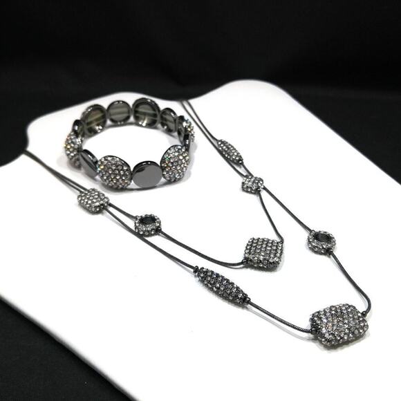 Chico's Clear Rhinestone Necklace Stretch Bracelet Set, 19 Inches, 7 Inches - Picture 4 of 8